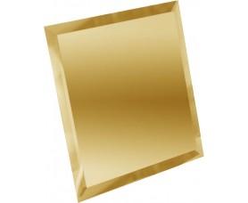 квадратная зеркальная золотая плитка с фацетом 10мм кзз1-01